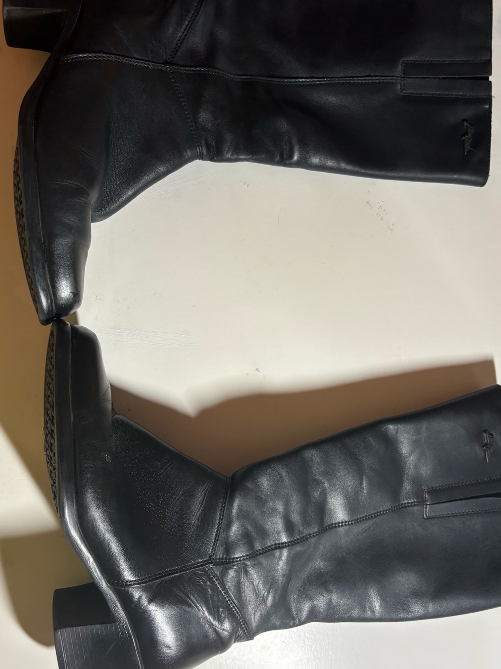 Women's Black Leather Mid-Calf Booties